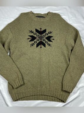 Vintage Abercrombie & Fitch‎ Heavy Knit Wool Snowflake Sweater Mens Large